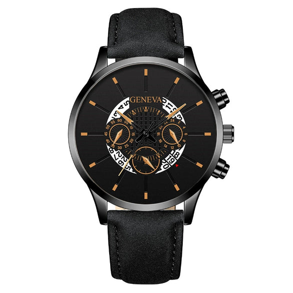 Wholesale Men's Fashion Alloy Case Leather Strap Round Dial Quartz Watch