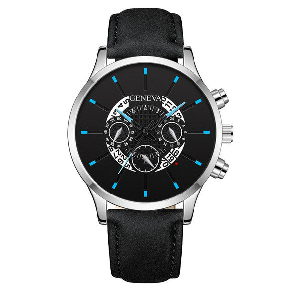Wholesale Men's Fashion Alloy Case Leather Strap Round Dial Quartz Watch