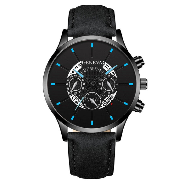 Wholesale Men's Fashion Alloy Case Leather Strap Round Dial Quartz Watch