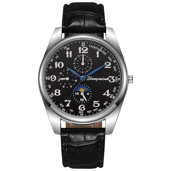 Wholesale Men's Fashion Belt Quartz Watch With Alloy Case Pu Leather Strap Stainless Steel Buckle And Round Dial