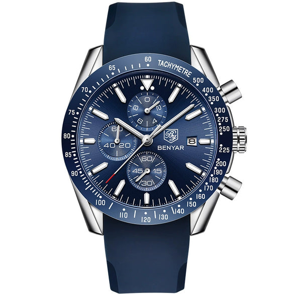Wholesale Men's Fashion Quartz Sports Waterproof Watch With Round Dial Alloy Case Steel Strap And Stainless Steel Clasp