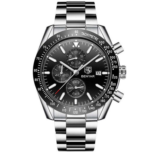 Wholesale Men's Fashion Quartz Sports Waterproof Watch With Round Dial Alloy Case Steel Strap And Stainless Steel Clasp