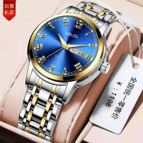 Wholesale Men's Fashion Quartz Watch Steel Case And Strap Round Dial Mineral Strengthened Glass Mirror