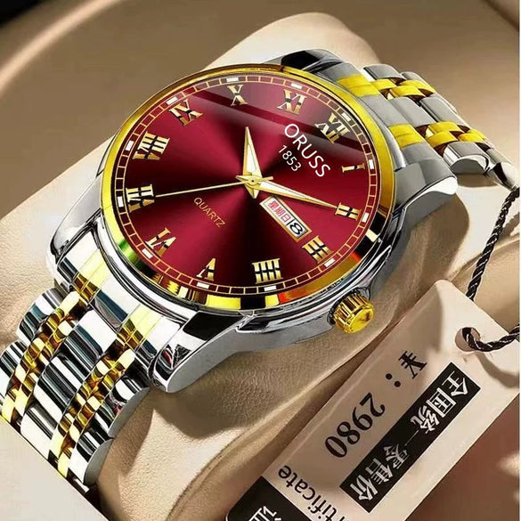 Wholesale Men's Fashion Quartz Watch Steel Case And Strap Round Dial Mineral Strengthened Glass Mirror