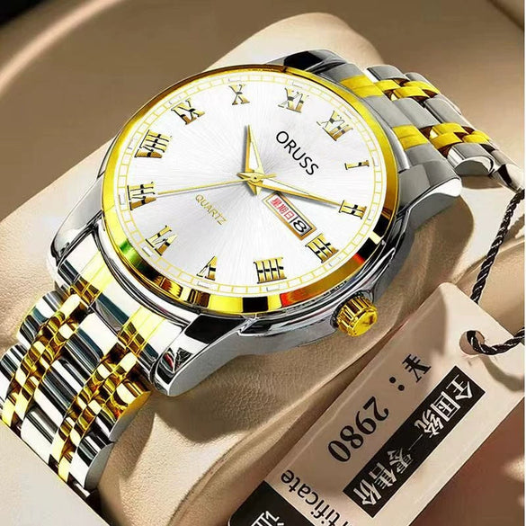 Wholesale Men's Fashion Quartz Watch Steel Case And Strap Round Dial Mineral Strengthened Glass Mirror