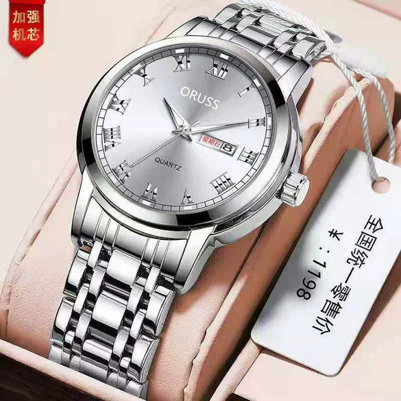 Wholesale Men's Fashion Quartz Watch Steel Case And Strap Round Dial Mineral Strengthened Glass Mirror