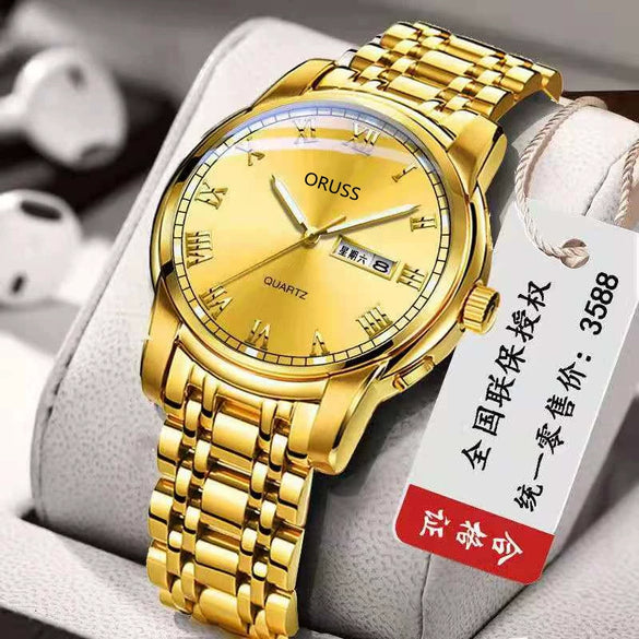 Wholesale Men's Fashion Quartz Watch Steel Case And Strap Round Dial Mineral Strengthened Glass Mirror