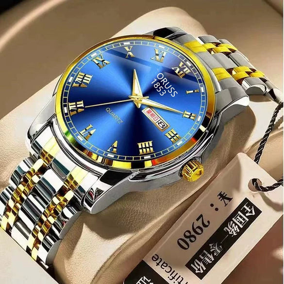 Wholesale Men's Fashion Quartz Watch Steel Case And Strap Round Dial Mineral Strengthened Glass Mirror