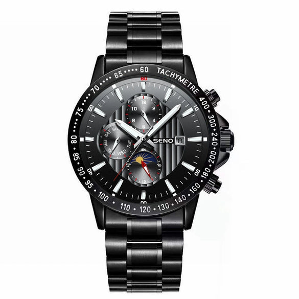 Wholesale Men's Fashion Quartz Watches With Luminous Calendar Waterproof Round Dial Alloy Case And Strap Stainless Steel Clasp Coated Glass Mirror Printed Logo Spiral Crown