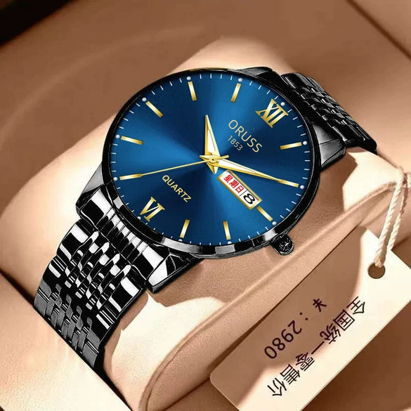 Wholesale Men's Fashion Watch Alloy Case And Strap Round Dial Mineral Strengthened Glass Mirror Quartz Movement Waterproof Calendar