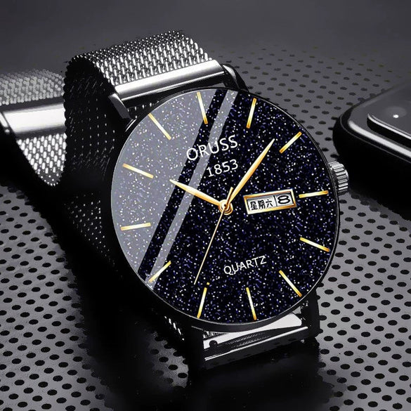 Wholesale Men's Fashion Watch Alloy Case And Strap Round Dial Mineral Strengthened Glass Mirror Quartz Movement Waterproof Calendar