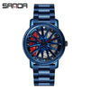 Wholesale Men's Fashionable Cut Out Quartz Watch Alloy Case Stainless Steel Band Round Dial