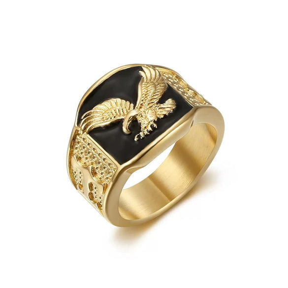 Wholesale Men's Flying Eagle Ring 304 Stainless Steel Electroplated Light Luxury Black Gold Design