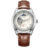 Wholesale Men's Fully Automatic Mechanical Watch With Round Dial Alloy Case Genuine Leather Strap Stainless Steel Buckle Mineral Reinforced Glass Mirror