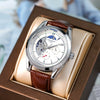 Wholesale Men's Fully Automatic Mechanical Watch With Round Dial Alloy Case Genuine Leather Strap Stainless Steel Buckle Mineral Reinforced Glass Mirror