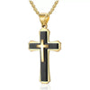 Wholesale Men's Geometric Cross Titanium Steel Electroplated Pearl Chain Necklace