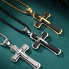 Wholesale Men's Geometric Cross Titanium Steel Electroplated Pearl Chain Necklace
