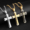 Wholesale Men's Geometric Cross Titanium Steel Electroplated Pearl Chain Necklace