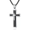 Wholesale Men's Geometric Cross Titanium Steel Electroplated Pearl Chain Necklace
