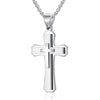 Wholesale Men's Geometric Cross Titanium Steel Electroplated Pearl Chain Necklace