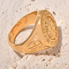Wholesale Men's Goldplated Stainless Steel Retro Templar Cross Shield Ring Electroplating