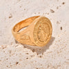 Wholesale Men's Goldplated Stainless Steel Retro Templar Cross Shield Ring Electroplating