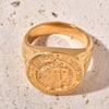 Wholesale Men's Goldplated Stainless Steel Retro Templar Cross Shield Ring Electroplating