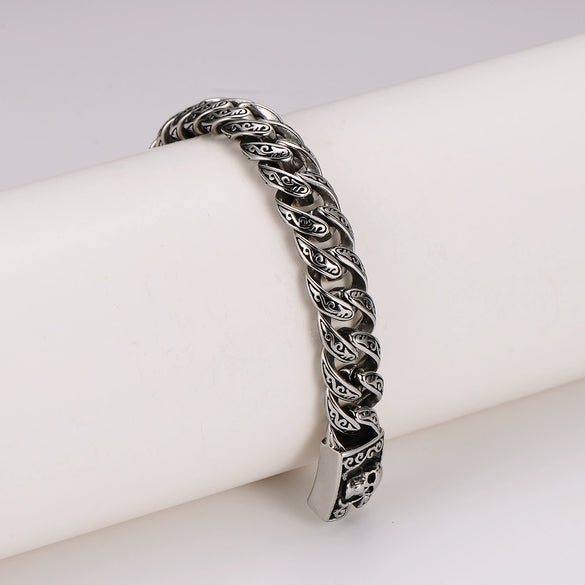 Wholesale Men's Handmade Distressed Geometric Stainless Steel Electroplated Wild Totem Bracelet Hand Jewelry