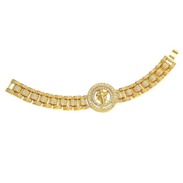 Wholesale Men's Hip Hop Alloy Watch With Turning Cross Geometric Pattern And Diamond Design