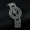 Wholesale Men's Hip Hop Alloy Watch With Turning Cross Geometric Pattern And Diamond Design