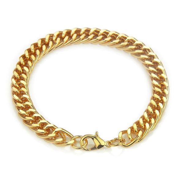 Wholesale Men's Hip Hop Fashion Iron Bracelet With Geometric Pattern And 18K Gold Plated