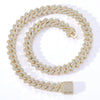 Wholesale Men's Hip Hop Necklace Cuban Chain Copper 18K Gold Double Row Micro Inlaid Zircon