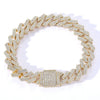 Wholesale Men's Hip Hop Necklace Cuban Chain Copper 18K Gold Double Row Micro Inlaid Zircon