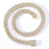 Wholesale Men's Hip Hop Necklace Cuban Chain Copper 18K Gold Double Row Micro Inlaid Zircon