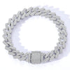 Wholesale Men's Hip Hop Necklace Cuban Chain Copper 18K Gold Double Row Micro Inlaid Zircon