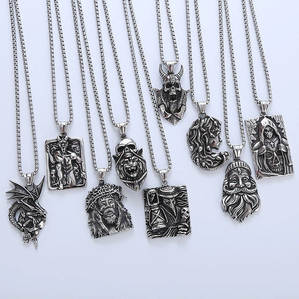 Wholesale Men's Hip Hop Stainless Steel Geometric Polished Necklace
