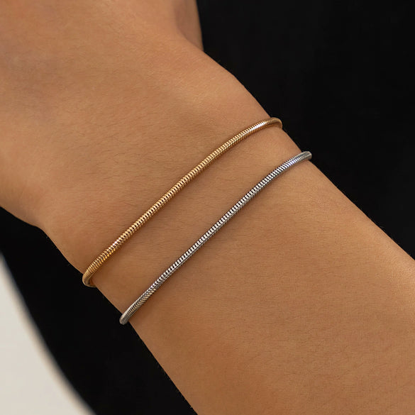 Wholesale Men's Hip Hop Style Double Layer Snake Bone Chain Bracelet Copper Electroplated