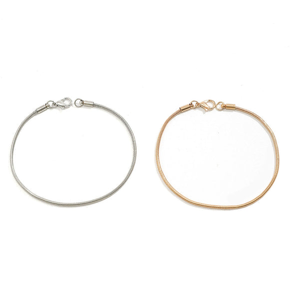 Wholesale Men's Hip Hop Style Double Layer Snake Bone Chain Bracelet Copper Electroplated