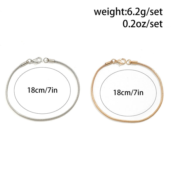 Wholesale Men's Hip Hop Style Double Layer Snake Bone Chain Bracelet Copper Electroplated