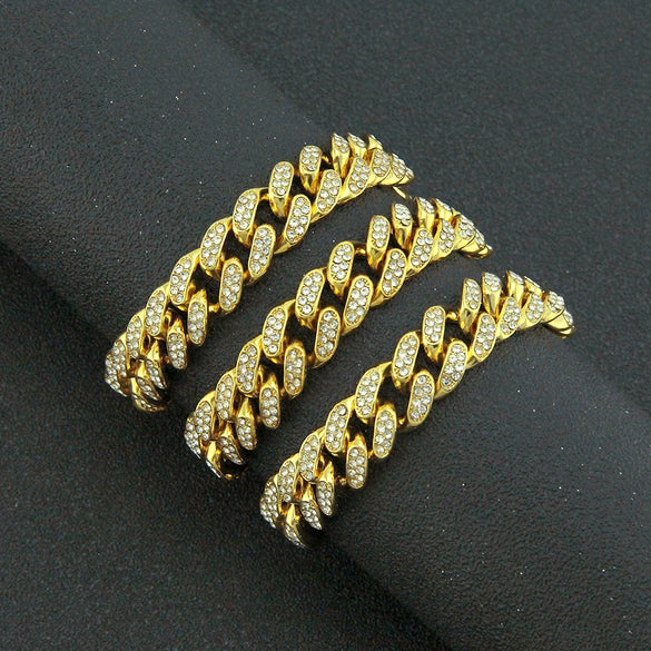 Wholesale Men's Hiphop Alloy Cuban Chain Necklace With Diamond Design