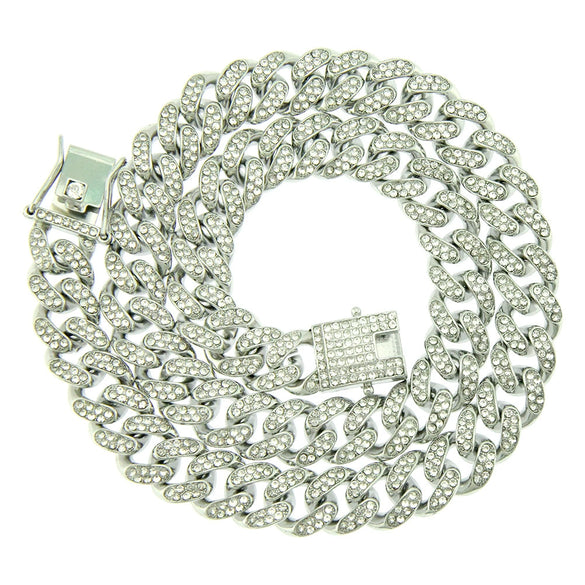 Wholesale Men's Hiphop Alloy Cuban Chain Necklace With Diamond Design