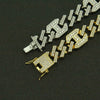 Wholesale Men's Hiphop Alloy Geometric Diamondinlaid Cuban Bracelet With Japanese Buckle