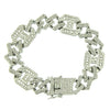 Wholesale Men's Hiphop Alloy Geometric Diamondinlaid Cuban Bracelet With Japanese Buckle