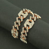 Wholesale Men's Hiphop Alloy Geometric Diamondinlaid Cuban Bracelet With Japanese Buckle