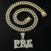 Wholesale Men's Hiphop Style Alloy Pendant Necklace With Diamond Letter Pattern And Cuban Chain