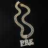 Wholesale Men's Hiphop Style Alloy Pendant Necklace With Diamond Letter Pattern And Cuban Chain