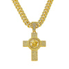 Wholesale Men's Hiphop Style Zinc Alloy Cross Pendant Necklace With Cuban Chain And Electroplating Treatment