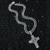 Wholesale Men's Hiphop Style Zinc Alloy Cross Pendant Necklace With Cuban Chain And Electroplating Treatment