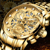 Wholesale Men's Hollow Waterproof Luminous Wrist Watch Metal Case Stainless Steel Strap Round Dial