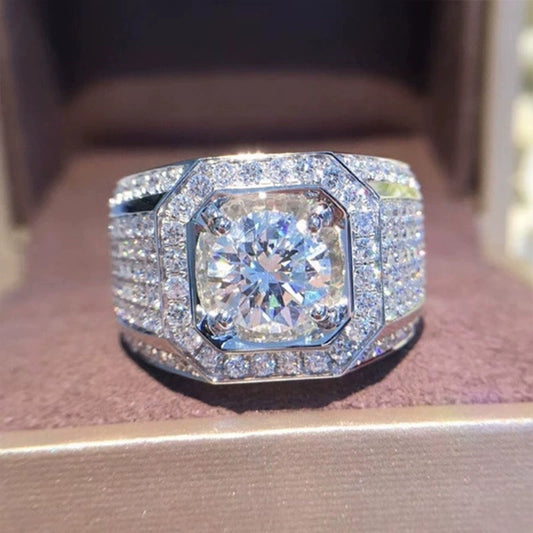Wholesale Men's Jewelry Copper Geometric Zircon Ring